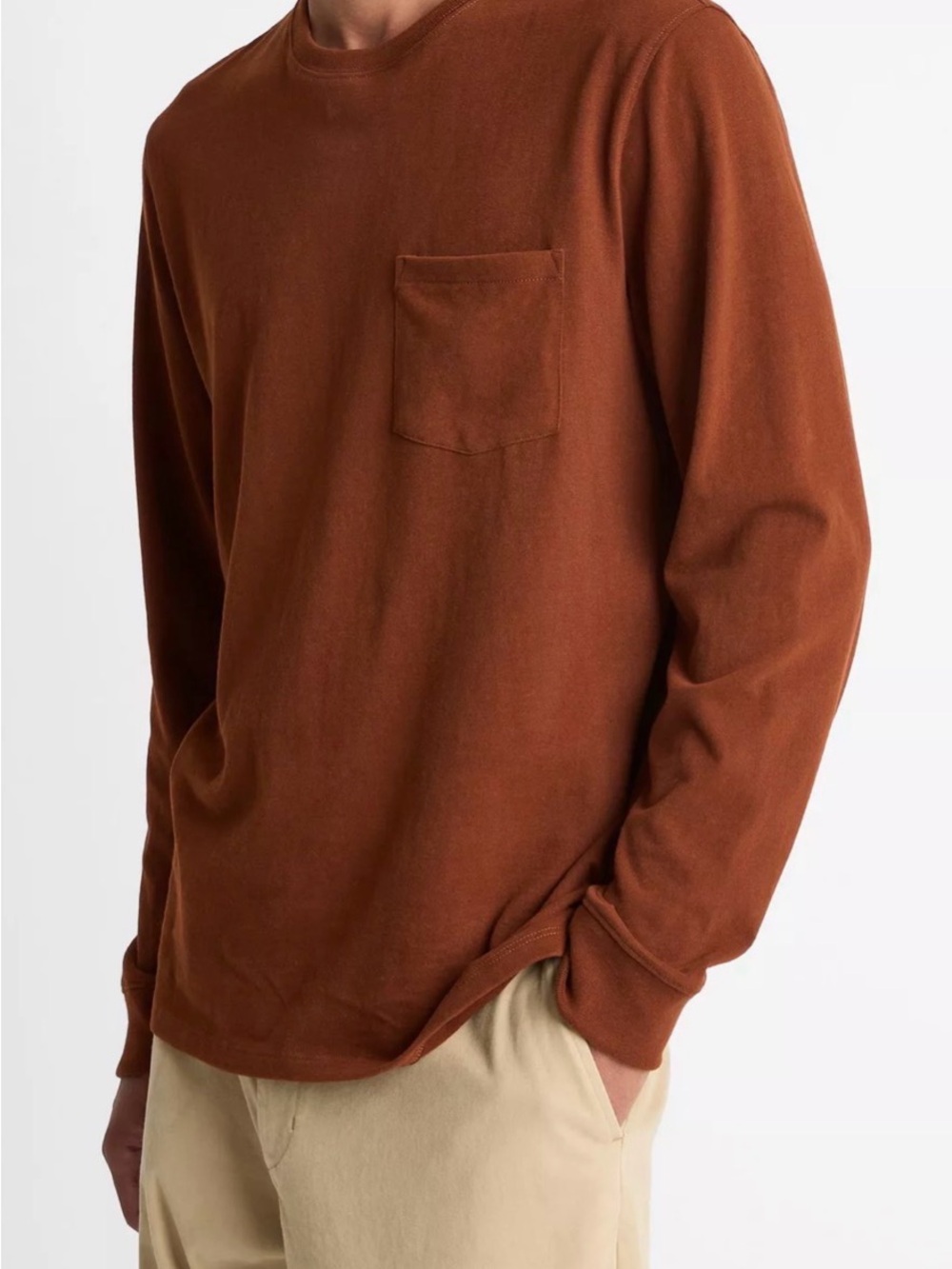 Vince Sueded Jersey Long Sleeve Pocket T-Shirt Copperhead